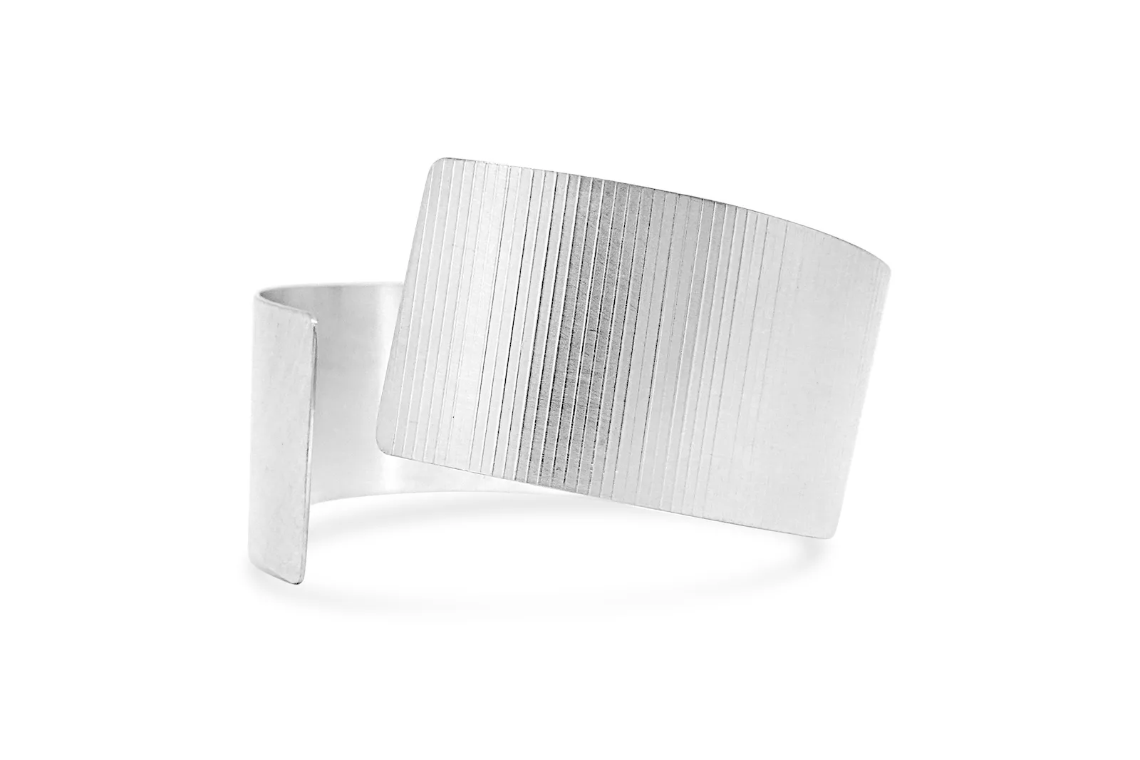 Wide polished silver cuff bracelet