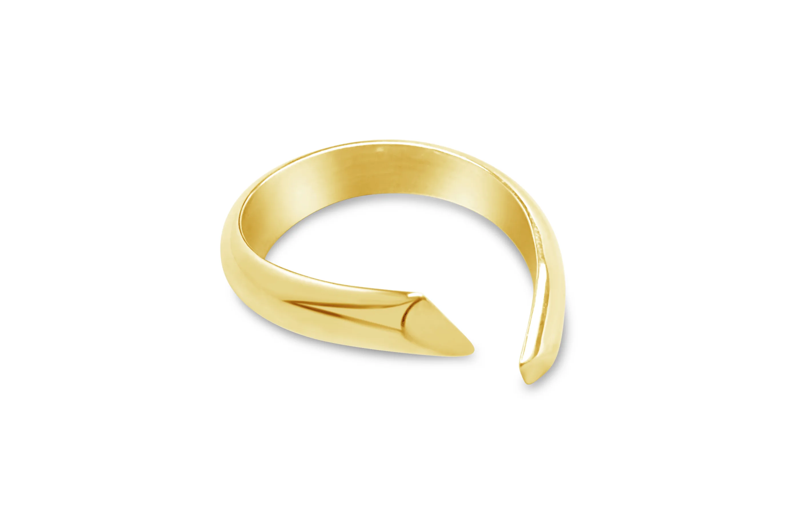 Open gold ring with a soft curved gap