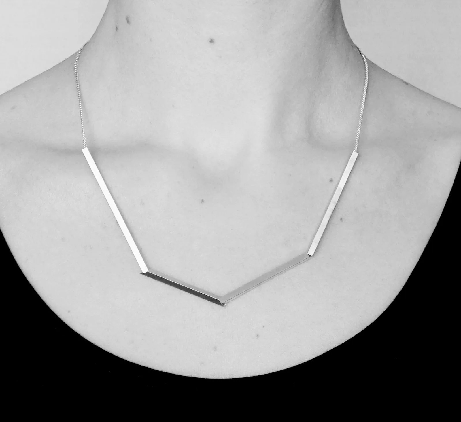 Angular geometric silver necklace